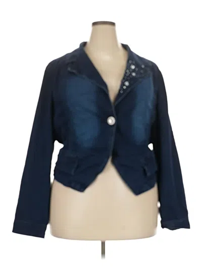 Pre-owned Ashley Stewart Blazer Jacket In Blue