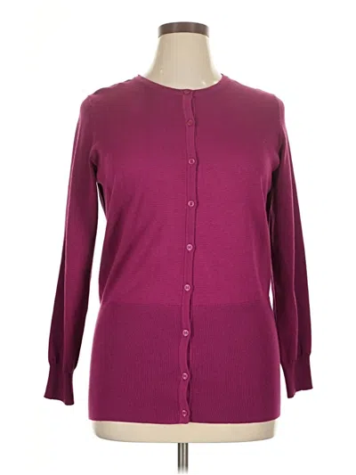 Pre-owned Ashley Stewart Cardigan Sweater In Burgundy