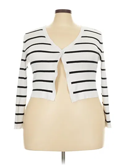 Pre-owned Ashley Stewart Cardigan Sweater In White