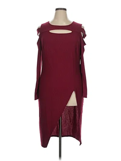 Pre-owned Ashley Stewart Casual Dress In Burgundy