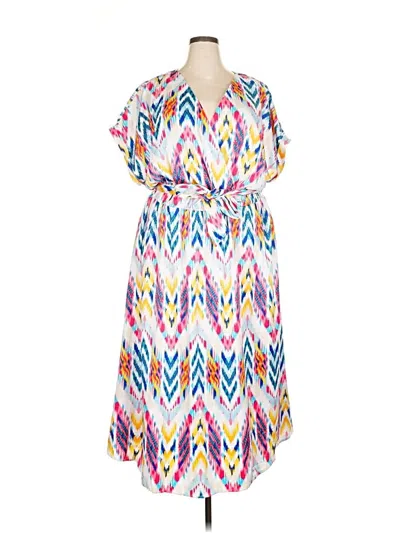 Pre-owned Ashley Stewart Casual Dress In White