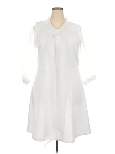 Pre-owned Ashley Stewart Casual Dress In White