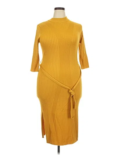 Pre-owned Ashley Stewart Casual Dress In Yellow