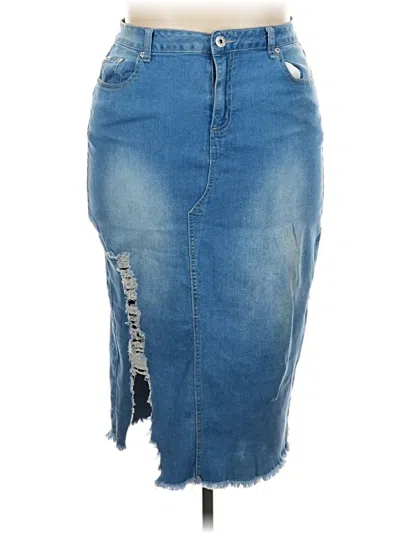 Pre-owned Ashley Stewart Denim Skirt In Blue
