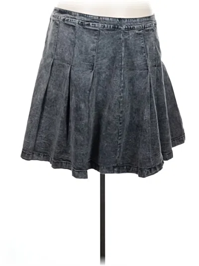 Pre-owned Ashley Stewart Denim Skirt In Gray