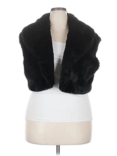 Pre-owned Ashley Stewart Faux Fur Vest In Black