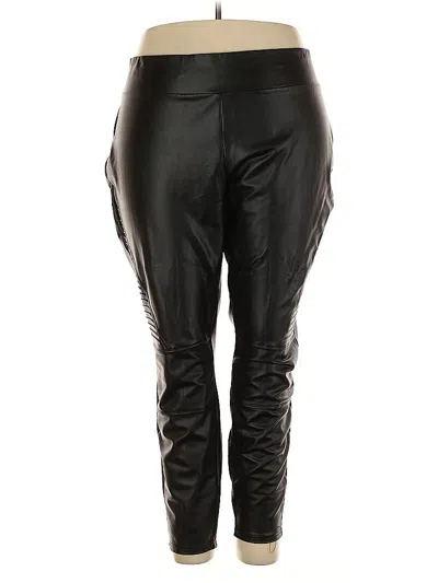 Pre-owned Ashley Stewart Faux Leather Pants In Black