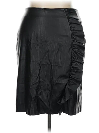 Pre-owned Ashley Stewart Faux Leather Skirt In Black