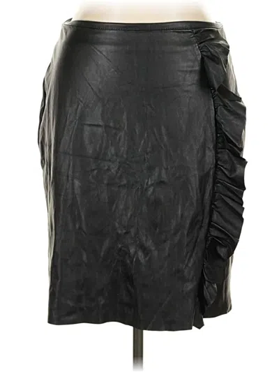 Pre-owned Ashley Stewart Faux Leather Skirt In Black