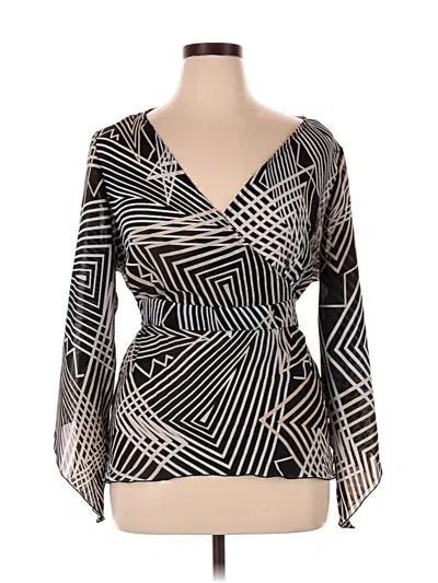 Pre-owned Ashley Stewart Long Sleeve Blouse In Black