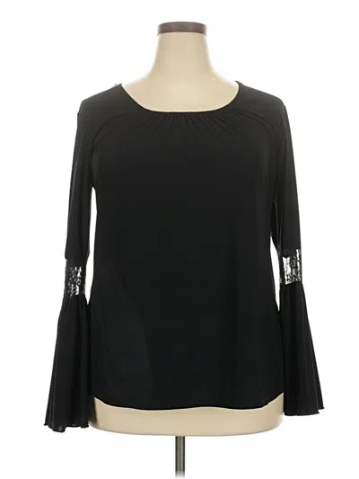 Pre-owned Ashley Stewart Long Sleeve Blouse In Black