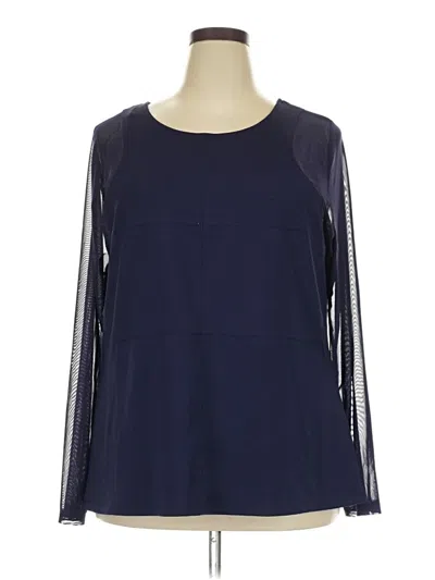 Pre-owned Ashley Stewart Long Sleeve Blouse In Blue