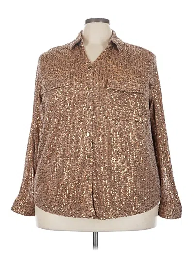 Pre-owned Ashley Stewart Long Sleeve Blouse In Brown