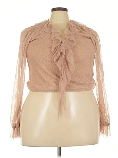 Pre-owned Ashley Stewart Long Sleeve Blouse In Brown