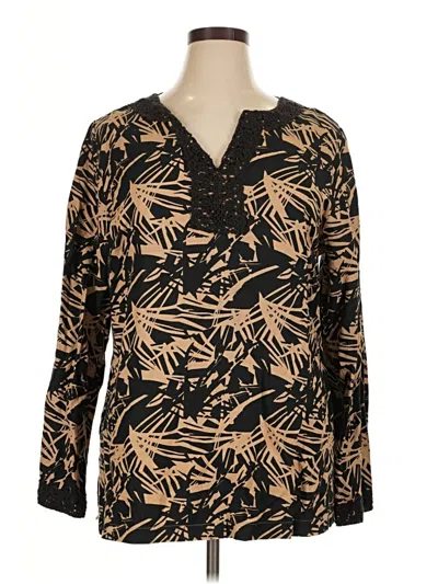 Pre-owned Ashley Stewart Long Sleeve Blouse In Gold