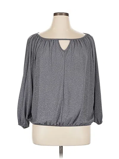 Pre-owned Ashley Stewart Long Sleeve Blouse In Gray