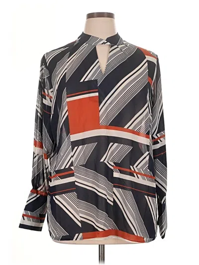 Pre-owned Ashley Stewart Long Sleeve Blouse In Gray