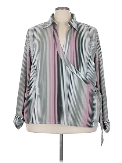 Pre-owned Ashley Stewart Long Sleeve Blouse In Gray