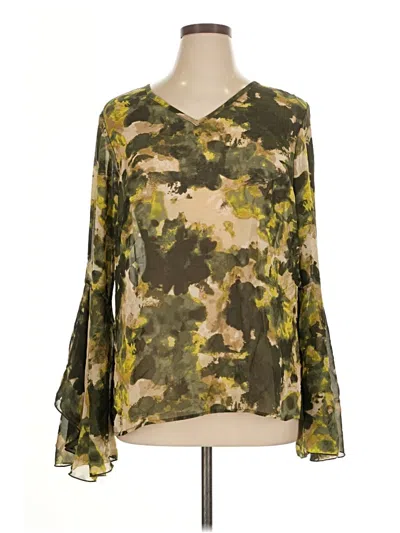 Pre-owned Ashley Stewart Long Sleeve Blouse In Green