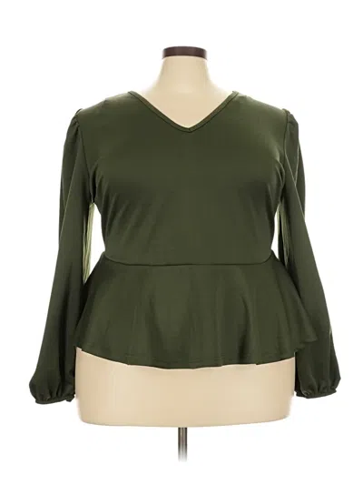 Pre-owned Ashley Stewart Long Sleeve Blouse In Green