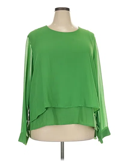 Pre-owned Ashley Stewart Long Sleeve Blouse In Green