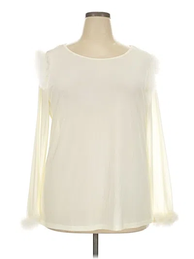 Ashley Stewart Long Sleeve Blouse In Ivory