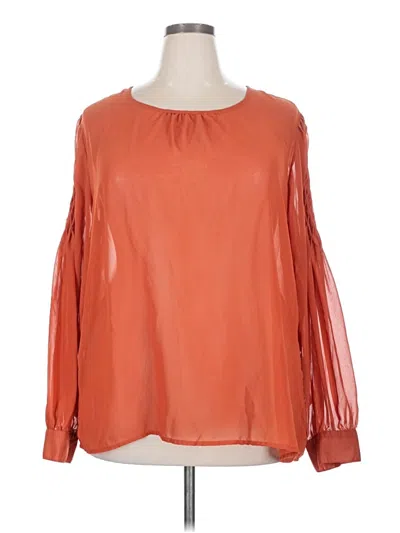 Pre-owned Ashley Stewart Long Sleeve Blouse In Orange