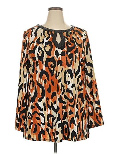 Pre-owned Ashley Stewart Long Sleeve Blouse In Orange