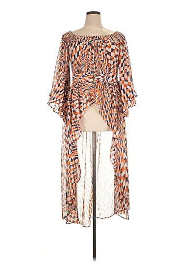 Pre-owned Ashley Stewart Long Sleeve Blouse In Orange