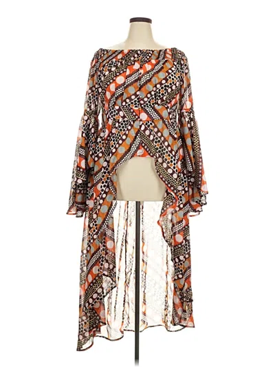 Pre-owned Ashley Stewart Long Sleeve Blouse In Orange