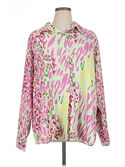 Pre-owned Ashley Stewart Long Sleeve Blouse In Pink