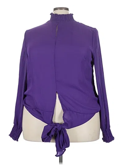 Pre-owned Ashley Stewart Long Sleeve Blouse In Purple