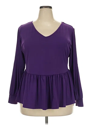 Pre-owned Ashley Stewart Long Sleeve Blouse In Purple