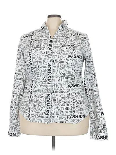 Pre-owned Ashley Stewart Long Sleeve Blouse In Silver