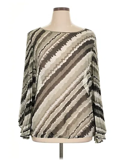 Pre-owned Ashley Stewart Long Sleeve Blouse In Silver