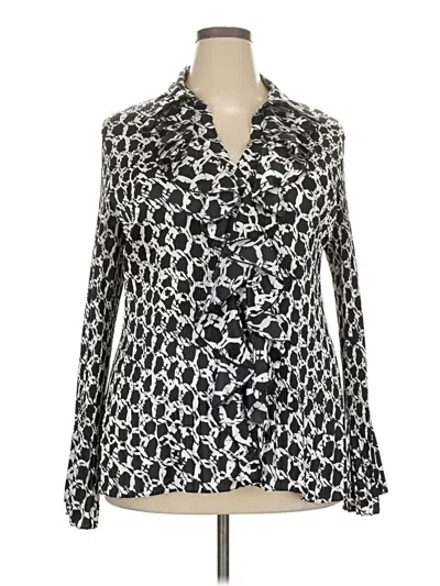 Pre-owned Ashley Stewart Long Sleeve Blouse In Silver