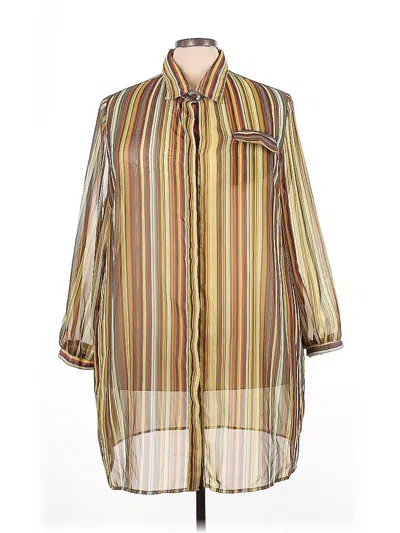 Pre-owned Ashley Stewart Long Sleeve Blouse In Yellow