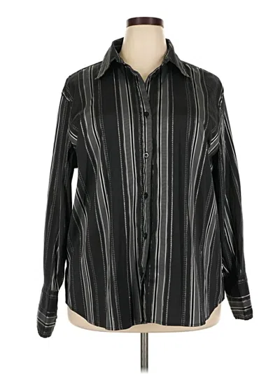 Pre-owned Ashley Stewart Long Sleeve Button Down Shirt In Black
