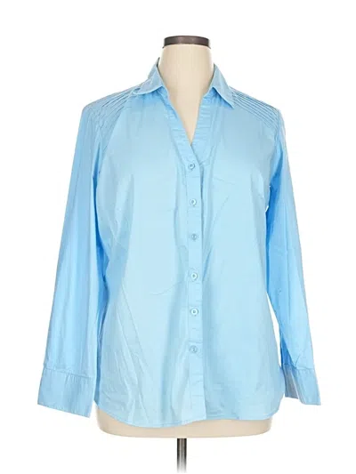 Pre-owned Ashley Stewart Long Sleeve Button Down Shirt In Blue