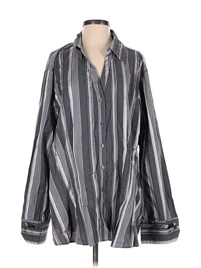 Pre-owned Ashley Stewart Long Sleeve Button Down Shirt In Gray
