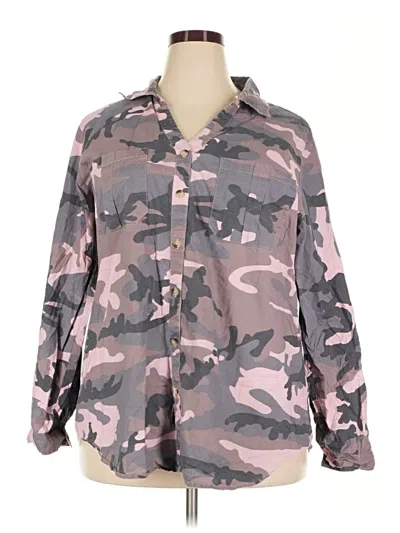 Pre-owned Ashley Stewart Long Sleeve Button Down Shirt In Pink