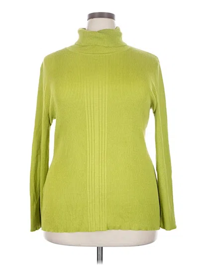Pre-owned Ashley Stewart Long Sleeve Top Green Turtleneck Tops