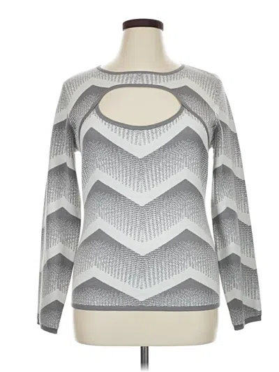 Ashley Stewart Long Sleeve T-shirt In Silver