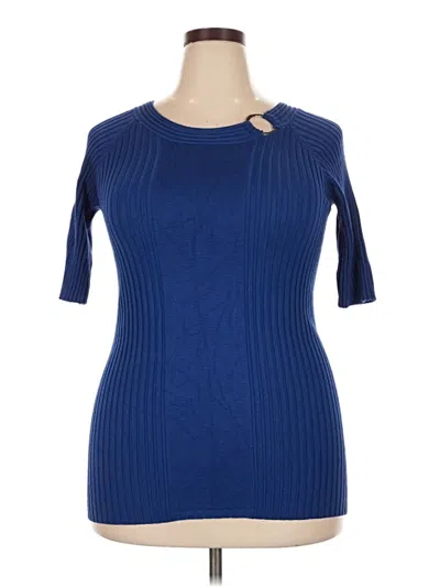 Pre-owned Ashley Stewart Pullover Sweater In Blue