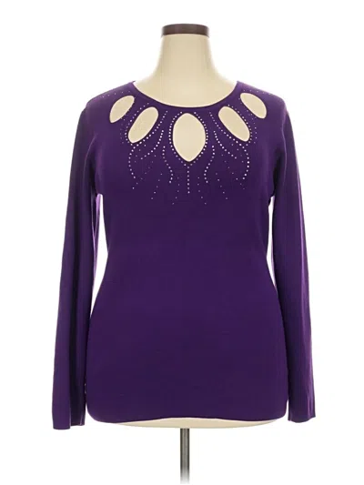 Pre-owned Ashley Stewart Pullover Sweater In Purple