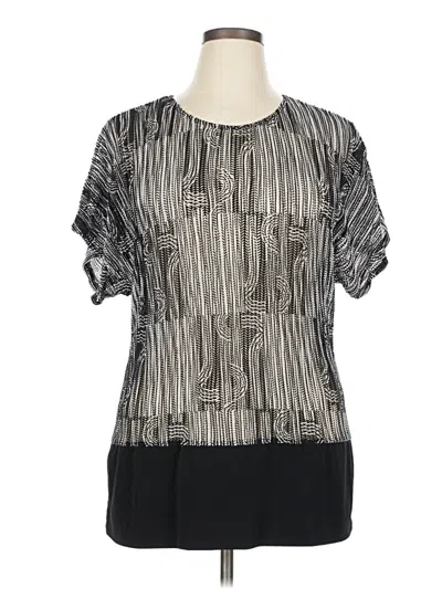Pre-owned Ashley Stewart Short Sleeve Blouse In Black