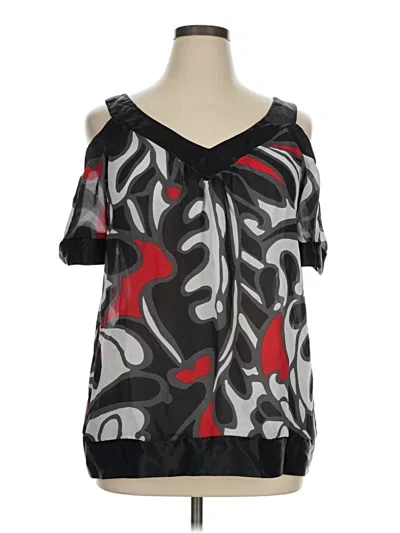 Pre-owned Ashley Stewart Short Sleeve Blouse In Black