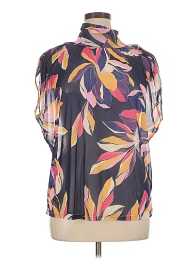 Pre-owned Ashley Stewart Short Sleeve Blouse In Black
