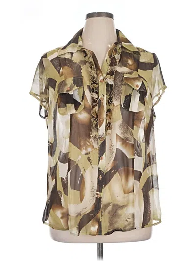 Pre-owned Ashley Stewart Short Sleeve Blouse In Brown