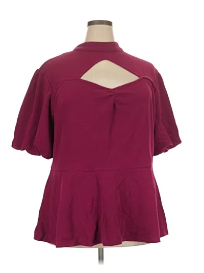 Pre-owned Ashley Stewart Short Sleeve Blouse In Burgundy